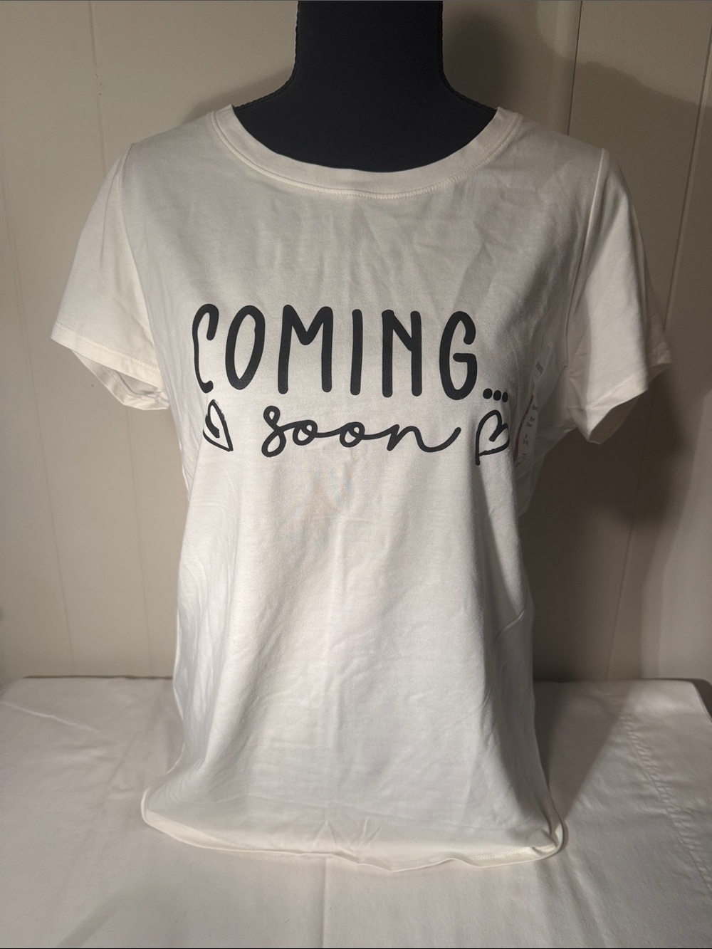 Time and Tru Off White 'COMING soon' Graphic Tee - Women's
